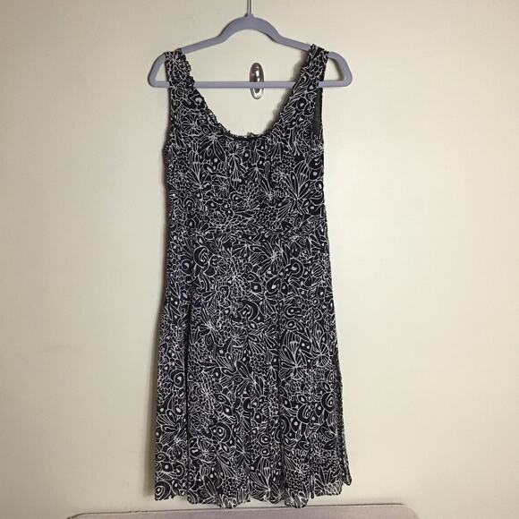 Sigrid Olsen Silk Fit & Flare Dress Sz. 8 EUC, Geometric floral Summer Dress - Picture 3 of 9